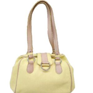 Cavalcanti Italy Leather Bag Yellow Beige Satchel Shoulder Soft Pebbled